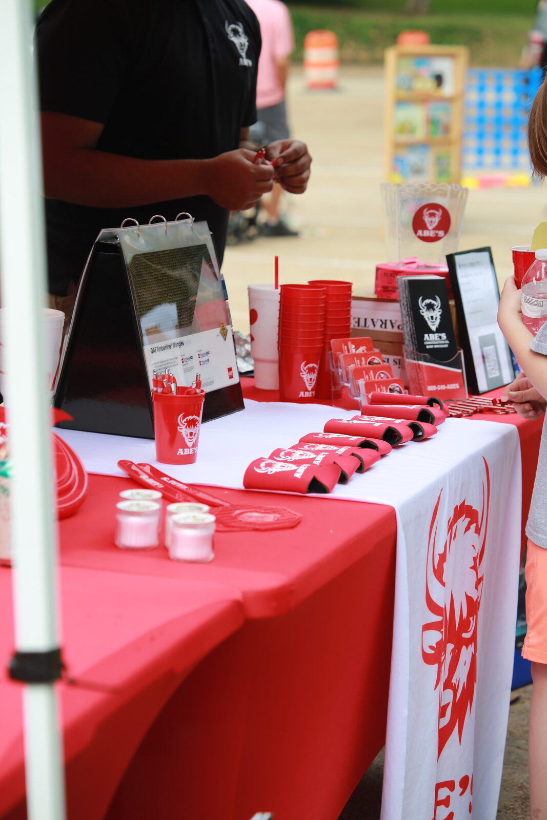 Abe's Construction Co. materials displayed on a table at Hernando A'Fair