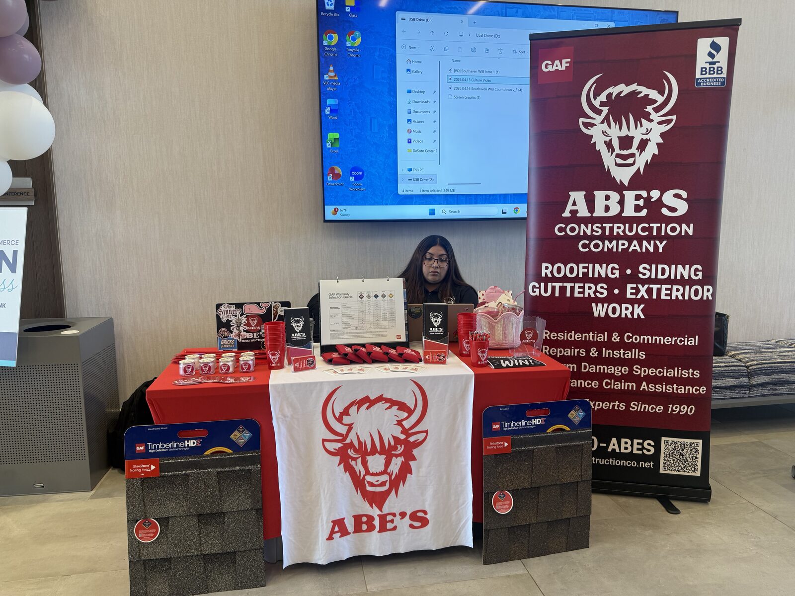 Abe's table and representative at a Women in Business event